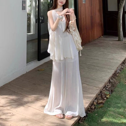 Stylish Sleeveless V-Neck Loose Vest And Pants Two-Piece Set