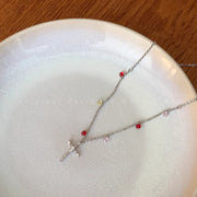 Colorful zircon cross pendant chain stackable necklace