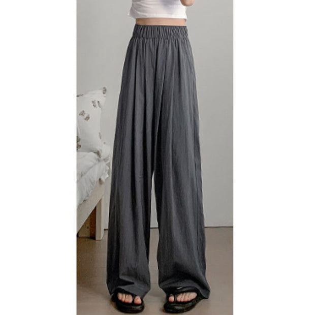Ice silk wide leg high waist cotton linen pants