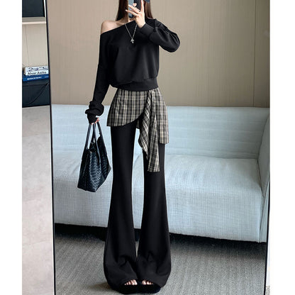 Retro Plaid High-Waisted Trousers Two-Piece Suit