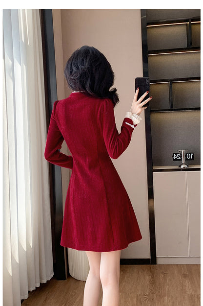 Corduroy Pearl Button Dress