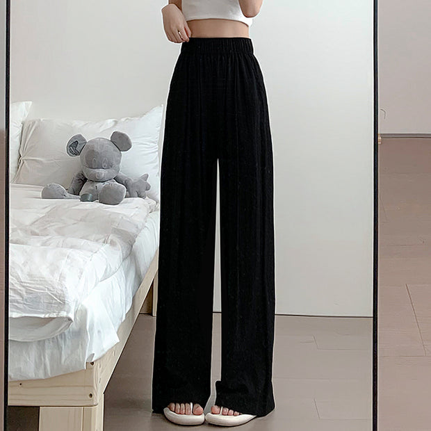 Ice silk wide leg high waist cotton linen pants