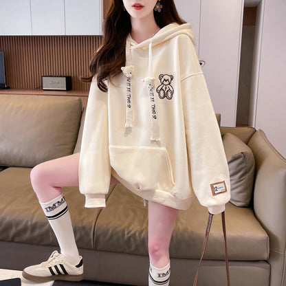 Winter Fleece Hooded Embroidered Sweatshirt