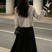 Short cardigan sweater v-neck knitted coat top