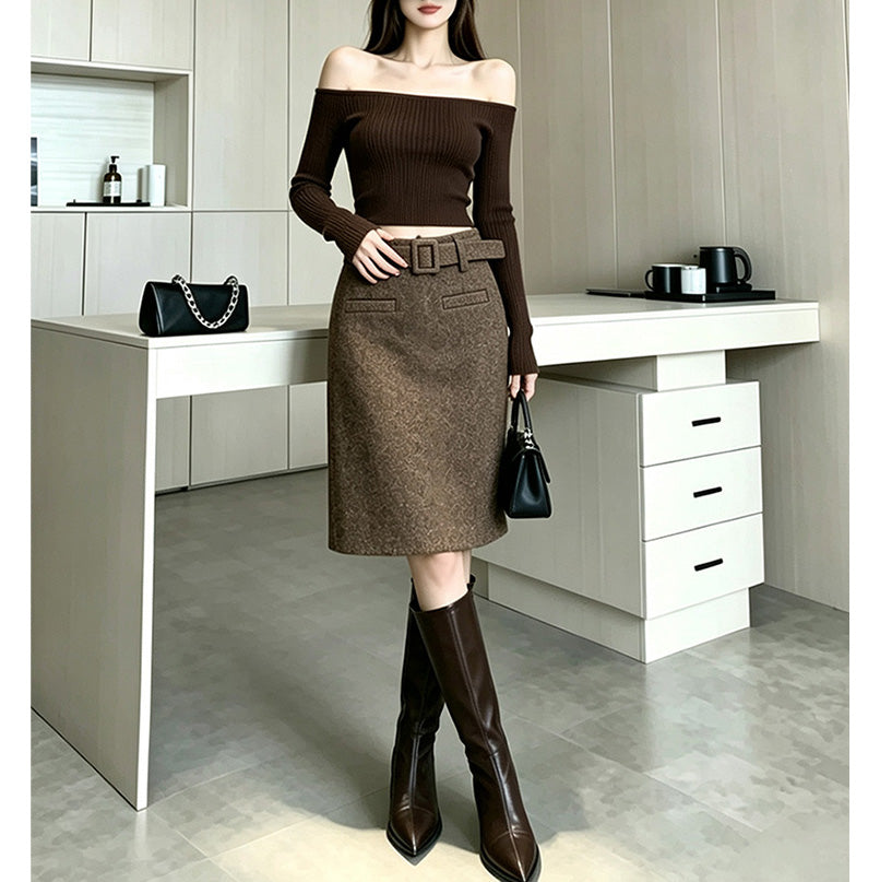 Retro Mid-Waist Elegant Midi Skirt