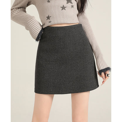 Gray A-Line Wool Skirt
