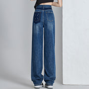 High-waisted wide-leg jeans hip cover pants
