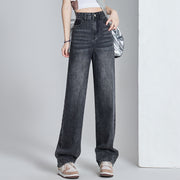High-waisted wide-leg jeans hip cover pants