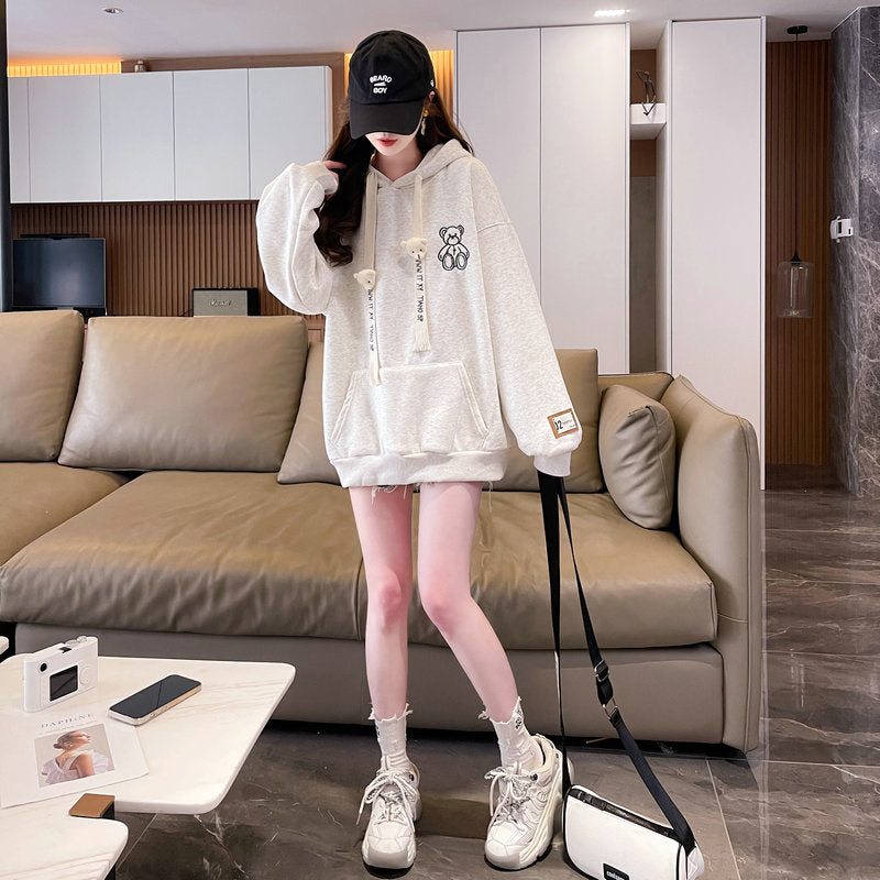 Winter Fleece Hooded Embroidered Sweatshirt