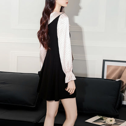 Sweet Preppy Style Contrasting Polka Dot Dress