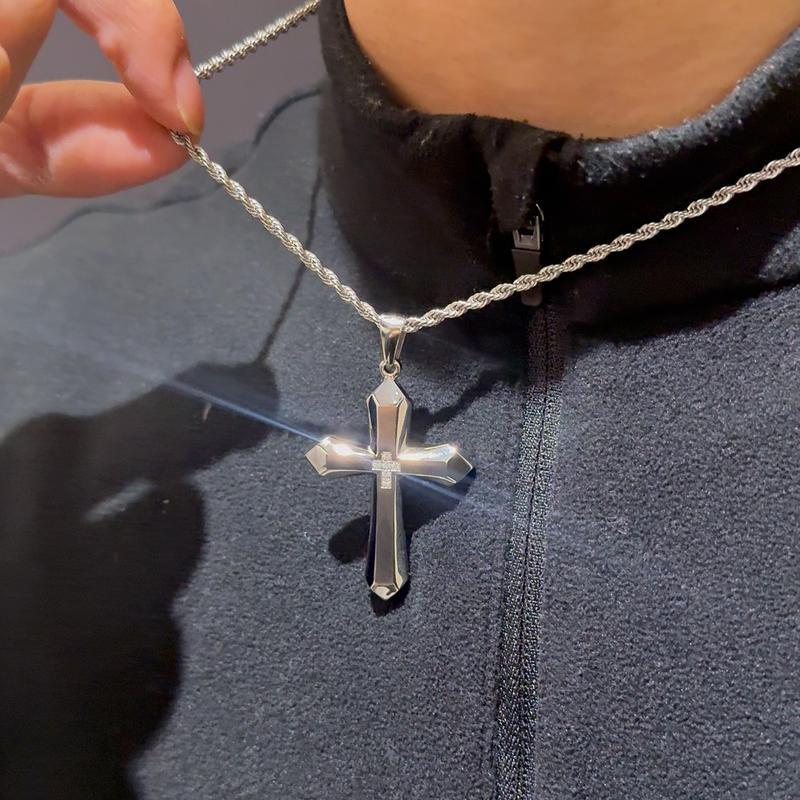 Zircon Cross Necklace, Trendy Faith Jewelry