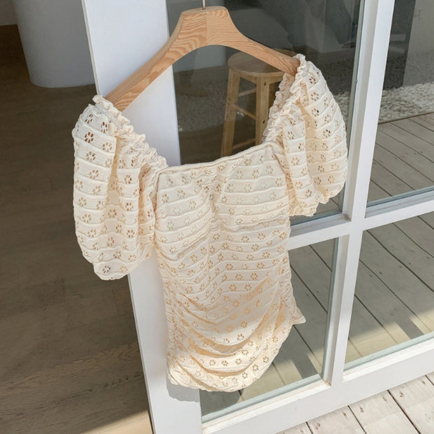 One piece swimsuit short sleeve beach resort swimwear