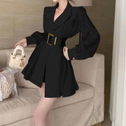 Lapel long sleeve sunscreen dress with pants
