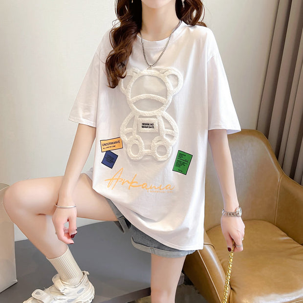 Cotton short-sleeved t-shirt versatile top