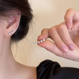 Curved Zircon Earbone Stud Earrings Jewelry
