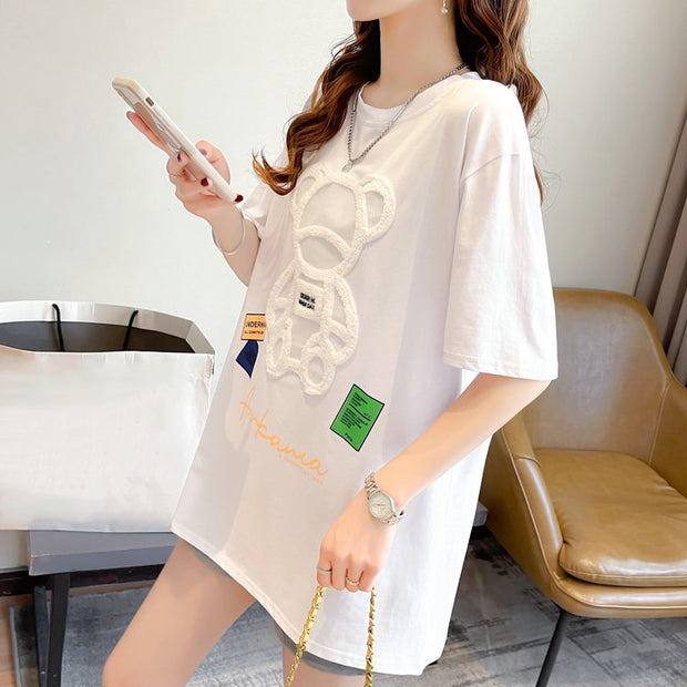 Cotton short-sleeved t-shirt versatile top