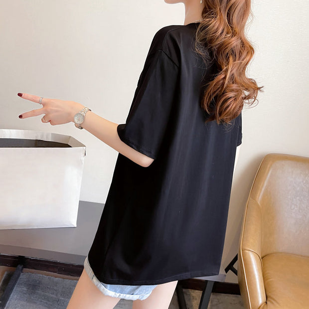 Cotton short-sleeved t-shirt versatile top