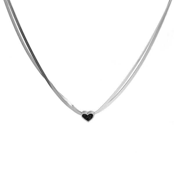 Heart Zircon Double Layer Snake Bone Clavicle Chain Necklace