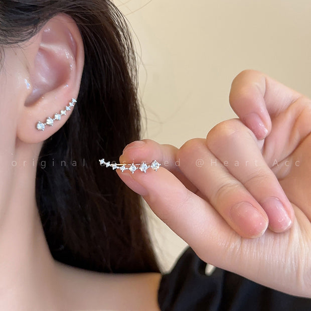 Curved zircon earbone stud earrings jewelry