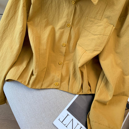 Long-Sleeved Pure Cotton Shirt With A Shawl