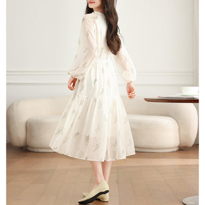 French-Style White Floral Dress