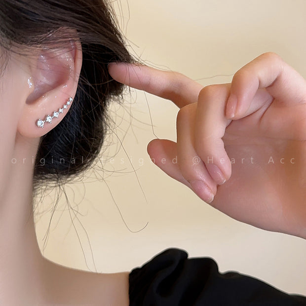 Curved zircon earbone stud earrings jewelry