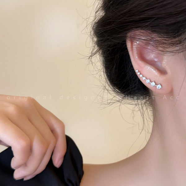 Curved Zircon Earbone Stud Earrings Jewelry