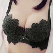 Embroidered lace push up sexy bra panties set