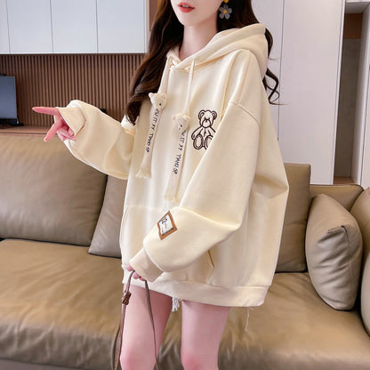 Winter Fleece Hooded Embroidered Sweatshirt