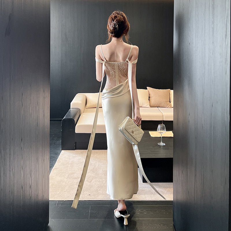 Lace-Trimmed Slip Dress
