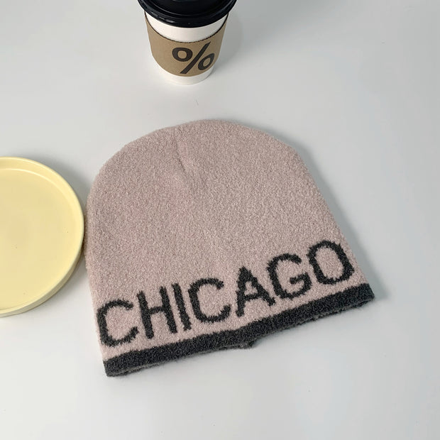 Alphabet warm knit dome hat