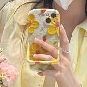 Yellow flower oil painting stand iphone case