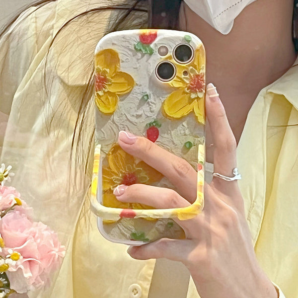 Yellow Flower Oil Painting Stand Iphone Case