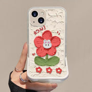 Oil painting rabbit flower stand iphone case