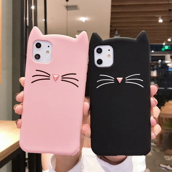 Bearded Cat Ears Silicone iPhone Case