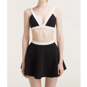 Color block sexy bikini three-piece set