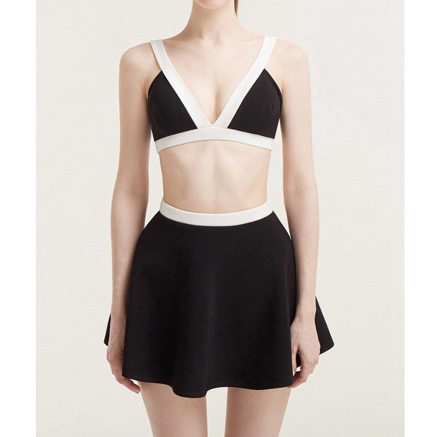 Color block sexy bikini three-piece set