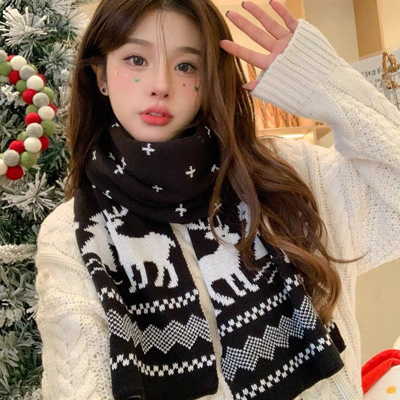 New Year Christmas Warm Knitted Scarf
