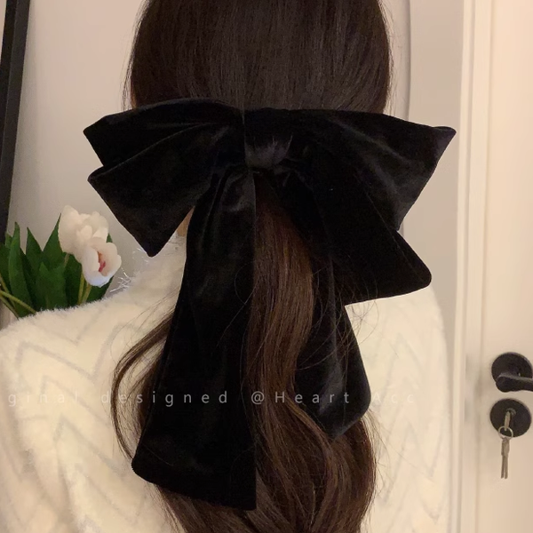 Bow Velvet Hair Back Of Head Clip Large Hair Accessories