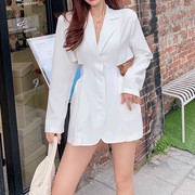Open waist long sleeves blazer collar dress