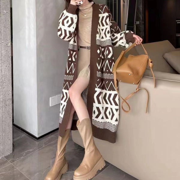Lazy Style Loose Long Retro Knitted Cardigan