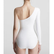 One-shoulder long-sleeved one-piece swimsuit