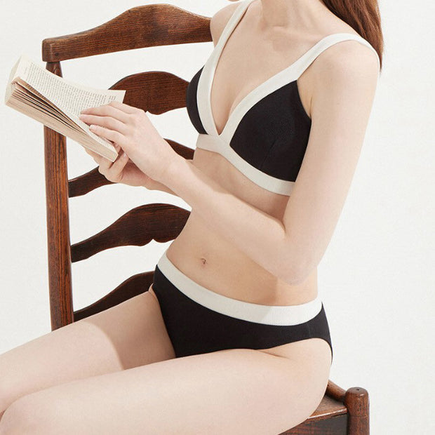 Color block sexy bikini three-piece set