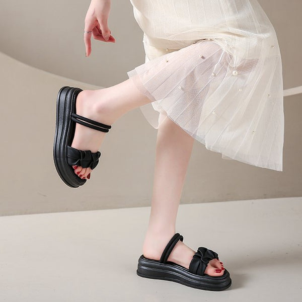 Summer Thick Flat Pleated Sandals