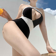 Colorblock crossover cutout one-piece swimsuit