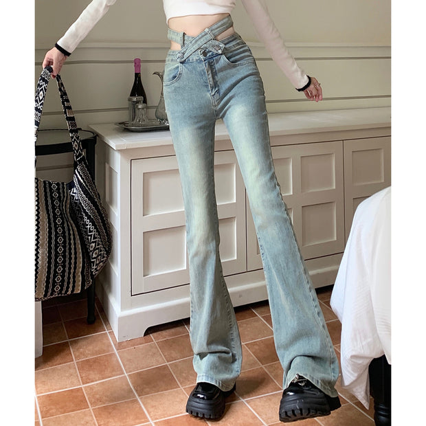 High Waisted Jeans Stretch Floor Mopping Pants