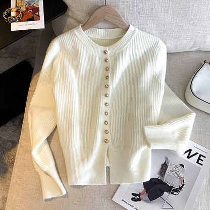 Metal Button Knitted Cardigan Jacket
