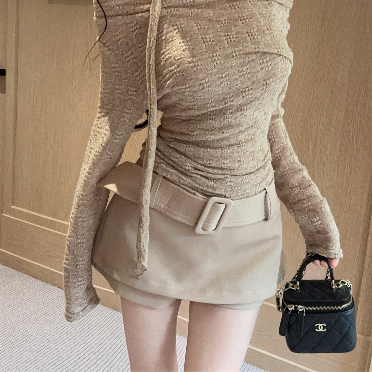 Retro Faux Two-Piece Shorts