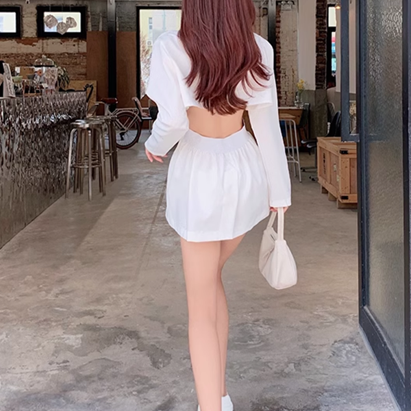 Open waist long sleeves blazer collar dress