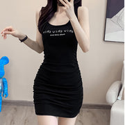 Slim fit monogrammed stretch sleeveless bodycon dress